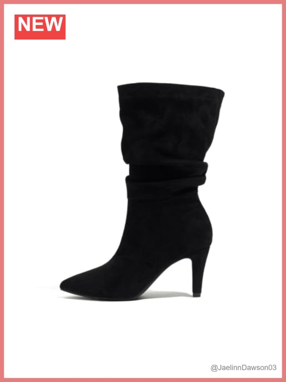 Stiletto Heel Pointed Toe Mid-Calf Boots with Side Zip